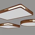 Modern Wooden Frame Ceiling Light with White Lampshade Rectangular and Circular Shapes 3d model