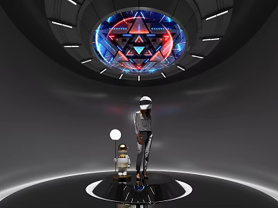 KTV Futuristic VR Experience Lounge With Colorful Geometric And Neon Lights 3d model
