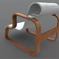 Modern Lounge Chair With Wooden Curved Frame And White Comfortable Seat Design