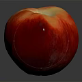 Fresh Ripe Peach With Red And Yellow Smooth Skin On Dark Background