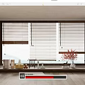 Elegant Wooden Blinds For Window With Red Flowers Books And Wooden Floor