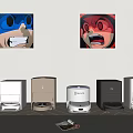 Modern Home Electrical Appliances Robot Vacuum Cleaners In Various Colors Displayed In Living Room Setting