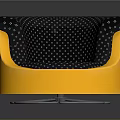 Stylish Round Accent Chair with Yellow Base and Black Dotted Cushion Design