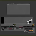 Industrial Control Console With Multiple Green Display Screens And Control Buttons