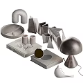 Modern Decorative Ornament Set with Geometric Trays Candle Holders and Figurines