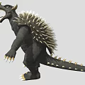 Black Reptile with Spiked Back Sharp Teeth and Clawed Feet 3D Render 3d model
