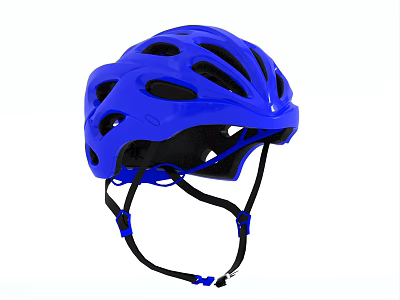 Blue Bicycle Helmet With Ventilation Holes Black Straps And Adjustment Buckle Design 3d model