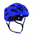 Blue Bicycle Helmet With Ventilation Holes Black Straps And Adjustment Buckle Design