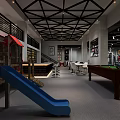 Sports Fitness Gym With Brick Walls Large Windows Green Turf And Training Equipment