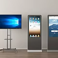 Modern Public Facilities Featuring Standing Information Kiosks And Large Screen Display With Various Interfaces 3d model