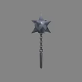 Star Shaped Spiked Metal Weapon With Chain And Sharp Pointed Tip 3d model