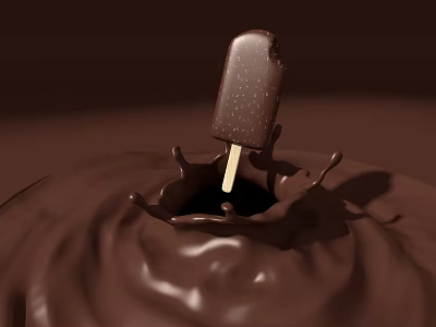 Creamy Chocolate Popsicle with Sprinkles Dipping in Splashing Rich Chocolate Sauce 3d model