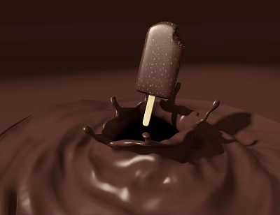 Creamy Chocolate Popsicle with Sprinkles Dipping in Splashing Rich Chocolate Sauce 3d model