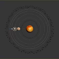 Scenic Solar System Landscape Featuring Sun Planets and Orbiting Asteroid Belt 3d model