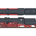 Vintage Black Red Steam Train Locomotive With Carriages And Wheels