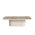 Minimalist Modern Oval Dining Table With Marble Top And White Woven Base 3d model