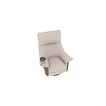 Comfortable Beige Leather Single Sofa With Adjustable Backrest And Armrest Tray