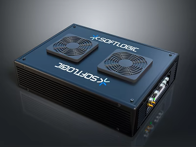 SOFTLOGIC Black Home Electronic Device Featuring Two Cooling Fans And Interface Ports 3d model