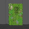 Modern Green Plant Wall With Lush Greenery Purple Flowers And Black Columns