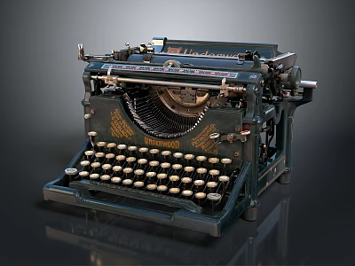 Vintage Typewriter With Classic Design Metal Body Gold Accents And Keys 3d model