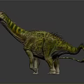 Green Spotted Dinosaur With Spiked Back And Horned Head Standing On Gray Background