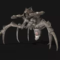 Futuristic Mechanical Spider Sculpture With Sharp Metal Legs And Detailed Design