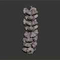 Fresh Garlic Bulbs Stacked in Vertical Arrangement on Dark Background