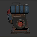 Industrial Blue Compressor Equipment With Red Component And Metal Base