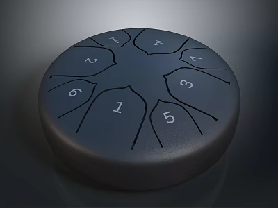 Contemporary Door Handle With Circular Design Featuring Numbers 1 To 6 And Petal Shaped Lines 3d model