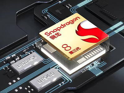 Snapdragon 8 Gen 3 Chip For Smart Machines On Circuit Board 3d model
