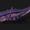 Purple Alien Creature With Sharp Spikes Fierce Mouth And Elongated Limbs 3D Rendering