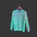Casual Blue Round Neck Long Sleeve Sweater With Geometric Patchwork On Hanger 3d model