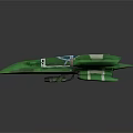 Streamlined Green Aerospace Spaceship Featuring Two Engines And Transparent Cockpit Windows