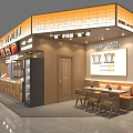 Fresh Ingredients Made to Order Restaurant Interior with Menu Board Dining Tables and Display Cabinets