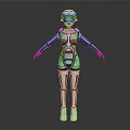Futuristic Metallic Robot Character With Silver Red Armor And Humanoid Design