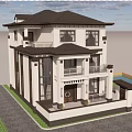 Modern Two Story Detached Villa With Lush Greenery Large Windows And Front Driveway
