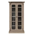 Classic Wooden Display Cabinets With Glass Doors And Three Units Design