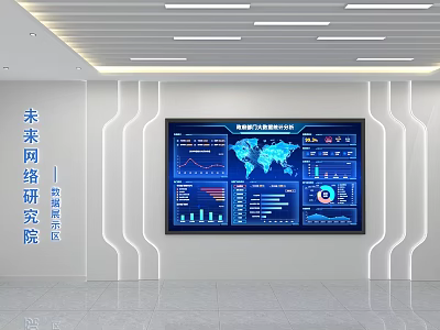 High Quality Office Electronics High Definition Display For Future Network Research Institute With Data Visualization 3d model