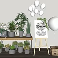 Assorted Potted Bonsai Plants Arranged On Wooden Table With Various Pots And Decorative Accents