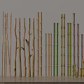 Various Types of Decorative Bamboo Poles in Natural Green and Brown Hues