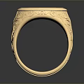 Luxury Gold Ring With Intricate Engraved Patterns And Gemstone Center 3d model