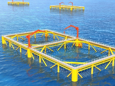 Mariculture Marine Ranch Aquaculture Salmon Aquaculture Sea Tug Seawater 3d model