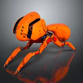 Orange Mechanical Ant Game Character With Metallic Joints And Reflective Surface 3d model