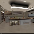 Spacious Dessert Shop Interior With Display Cases Shelves And Fresh Dessert Displays