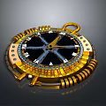 Vintage Golden Compass As Decorative Lifestyle Accessory With Black Dial And Brass Frame