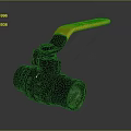 Rusty Ball Valve Featuring Yellow Handle With Black Text And Old Metallic Body