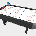 Sturdy Black Frame Air Hockey Table With White Surface And Colorful Pucks