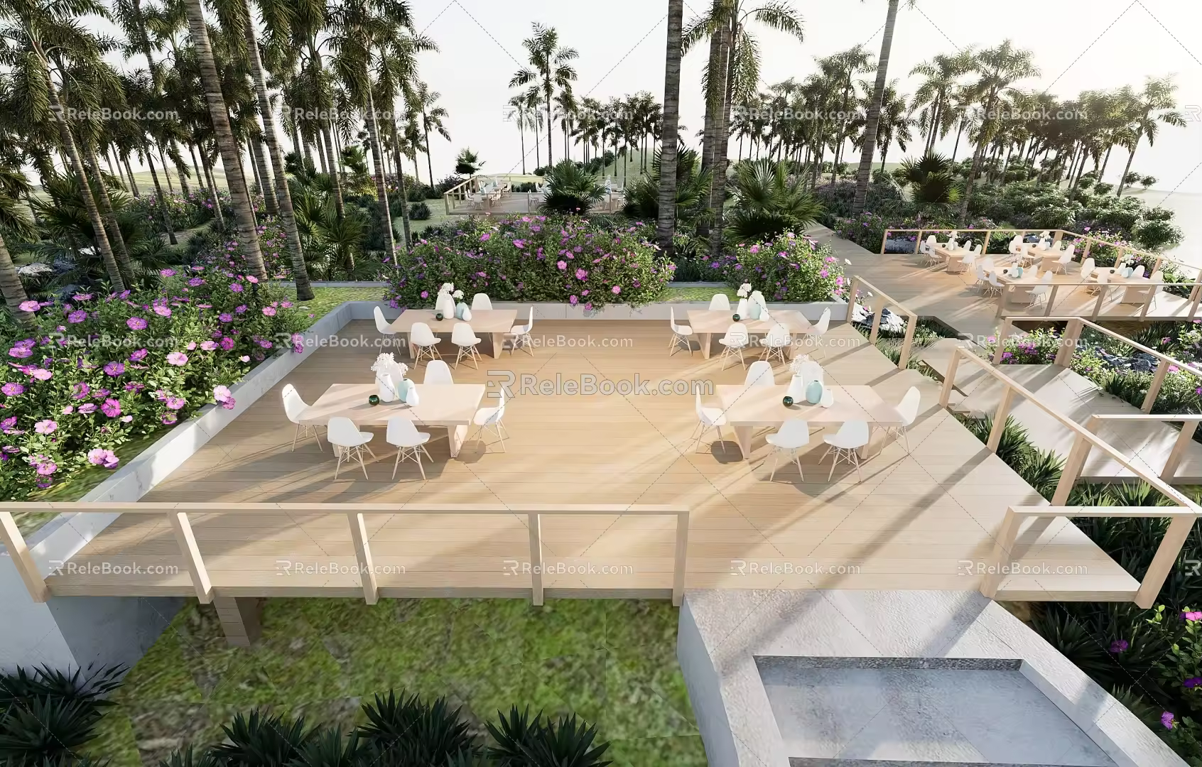 Modern viewing platform landscape platform mountain viewing platform forest restaurant forest space outside the swing 3d model
