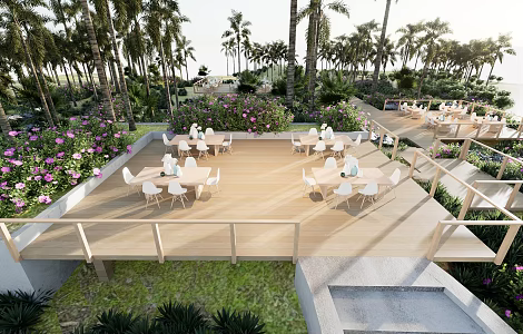 Modern viewing platform landscape platform mountain viewing platform forest restaurant forest space outside the swing 3d model