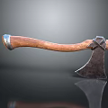 Vintage Weapon Axe With Wooden Handle And Metal Sharp Blade Design